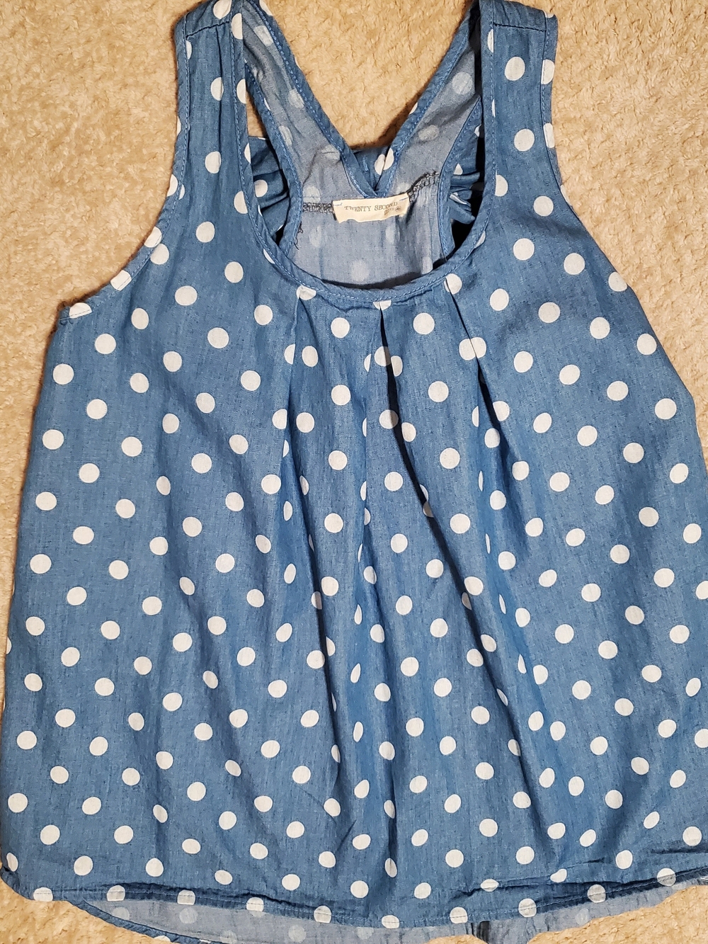 twenty second Blue Polka Dot Sleeveless Camisole